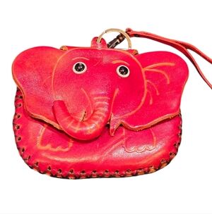 Genuine Leather Handmade Crafted Elephant Coin Purse Wristlet ~ NWOT